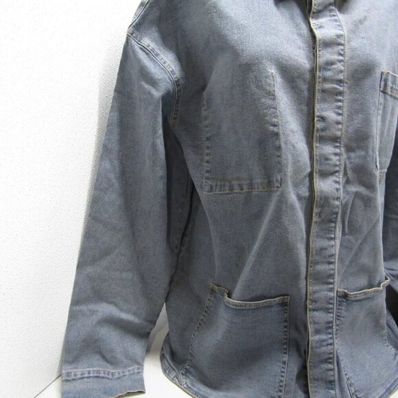 NEW UNISON LABEL Womens Oversized Denim Shirt Jacket Size XL Denim Blue - Picture 7 of 12